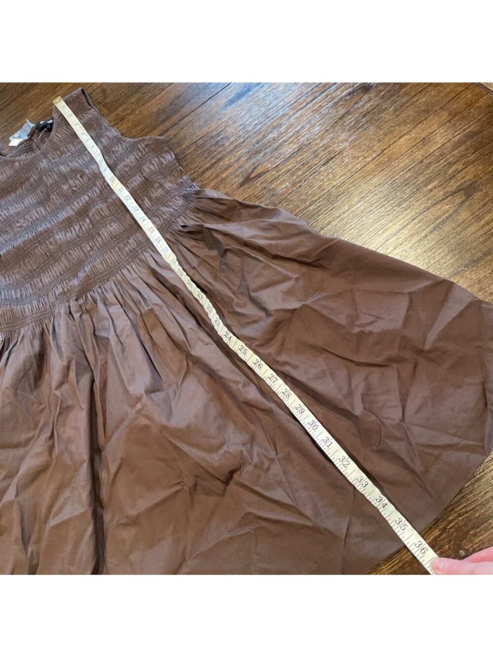 NWT Madewell Melody Smocked Mini Dress Women's Sz S Brown Sleeveless Pockets - Picture 9 of 11